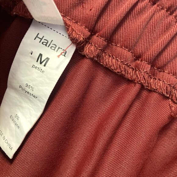 Halara Pleated Wide Leg Pants Womens Medium Petite MP Red High Rise Elastic - Picture 5 of 14